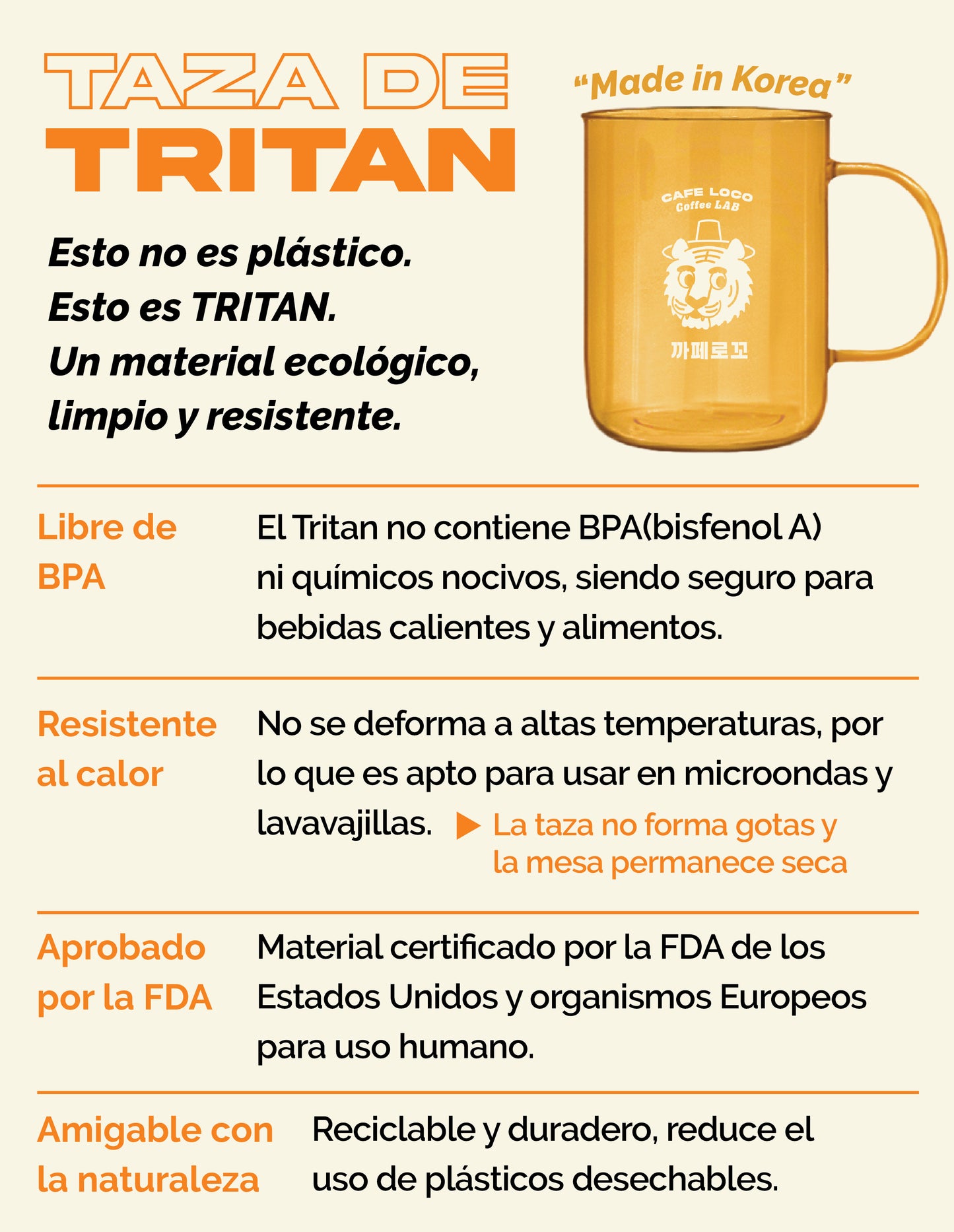 Taza de Tritan: made in Korea