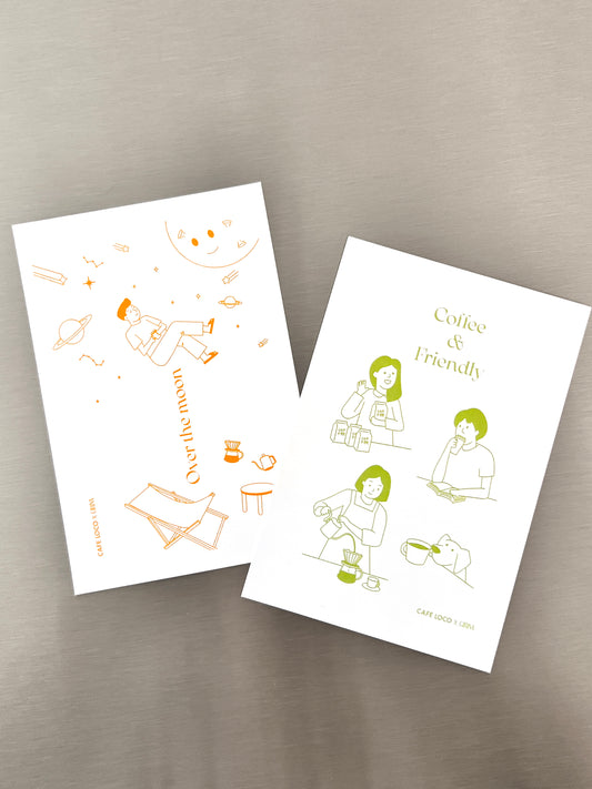 Illustrated coffee postcard