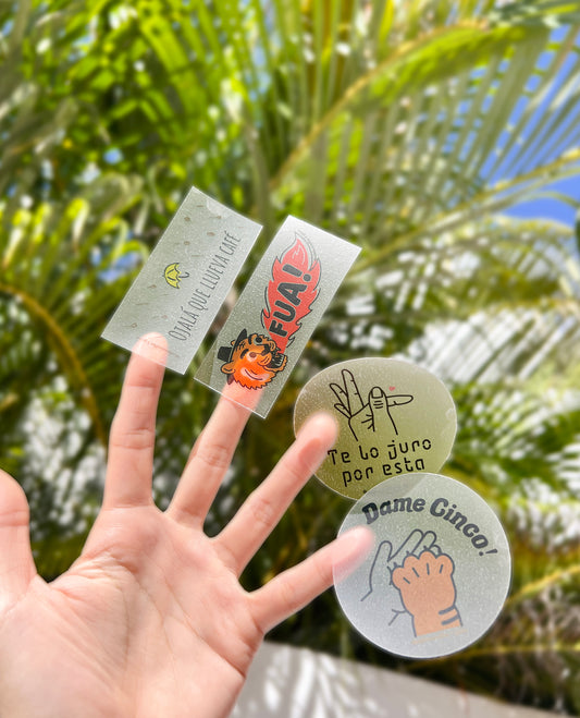 Transparent stickers with letters